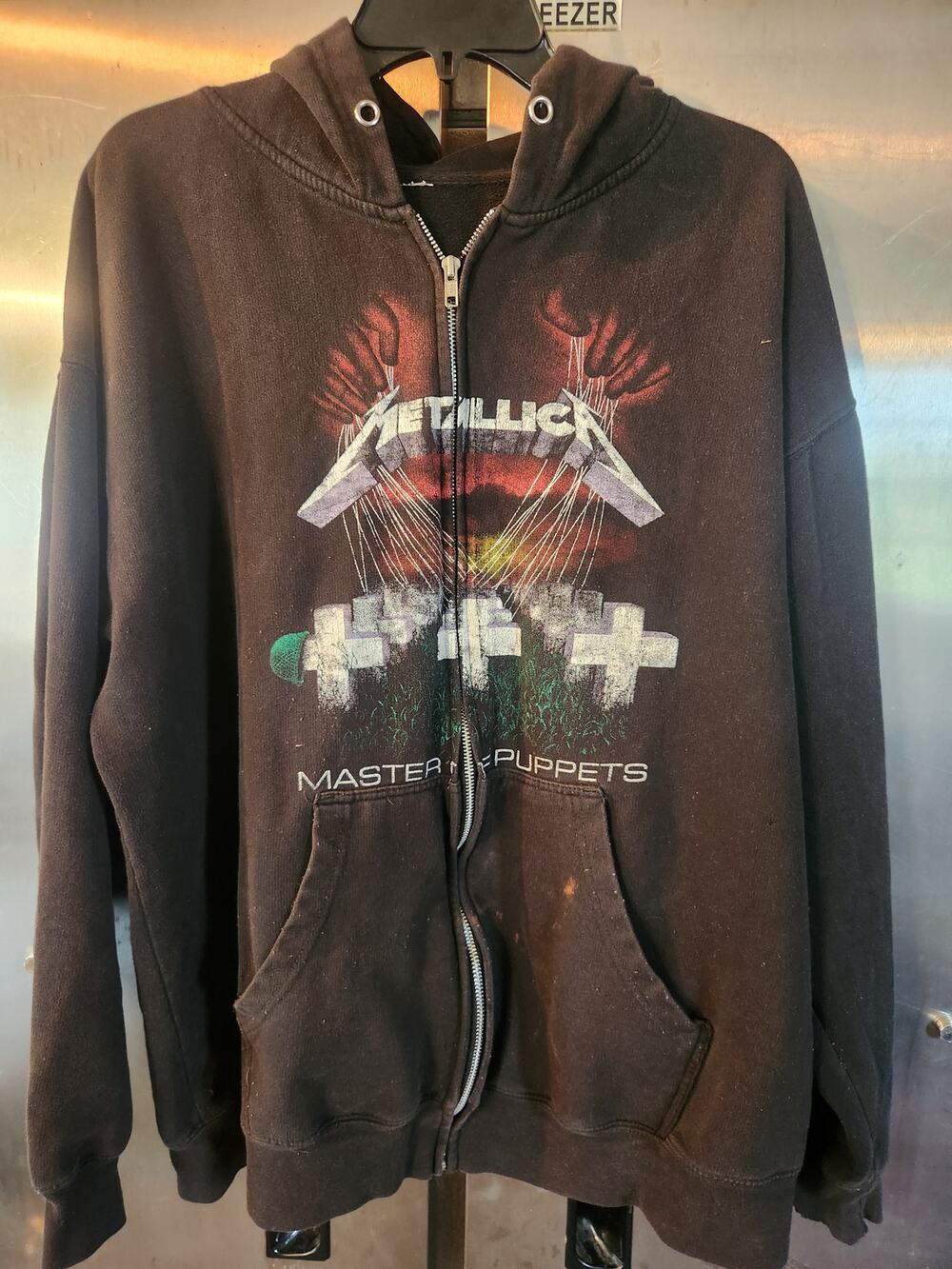 Vintage Metallica Master of Puppets Full Zip Hoodie Distressed Band Merch size L